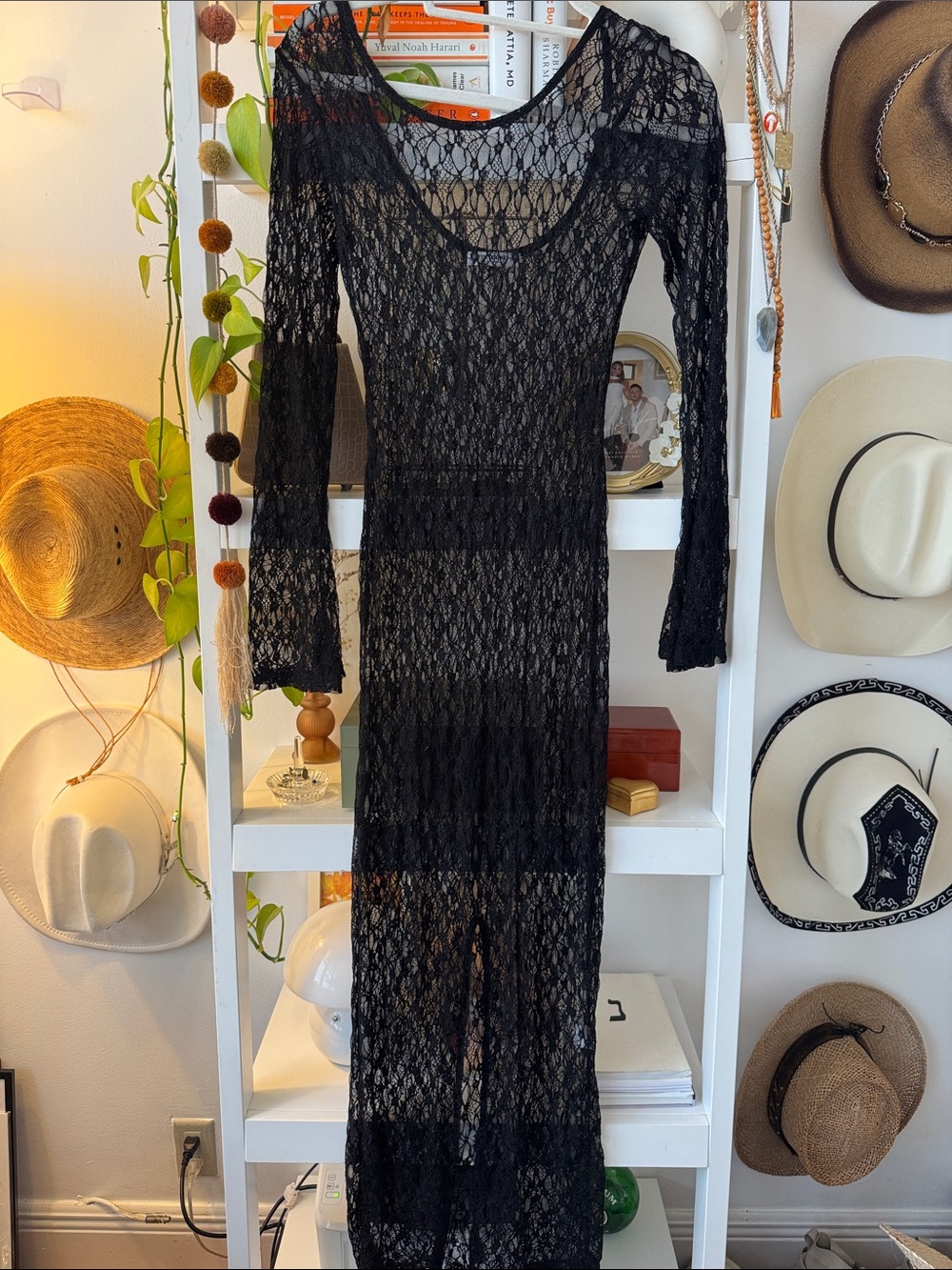 NWOT 12th Tribe Black Lace Maxi Dress